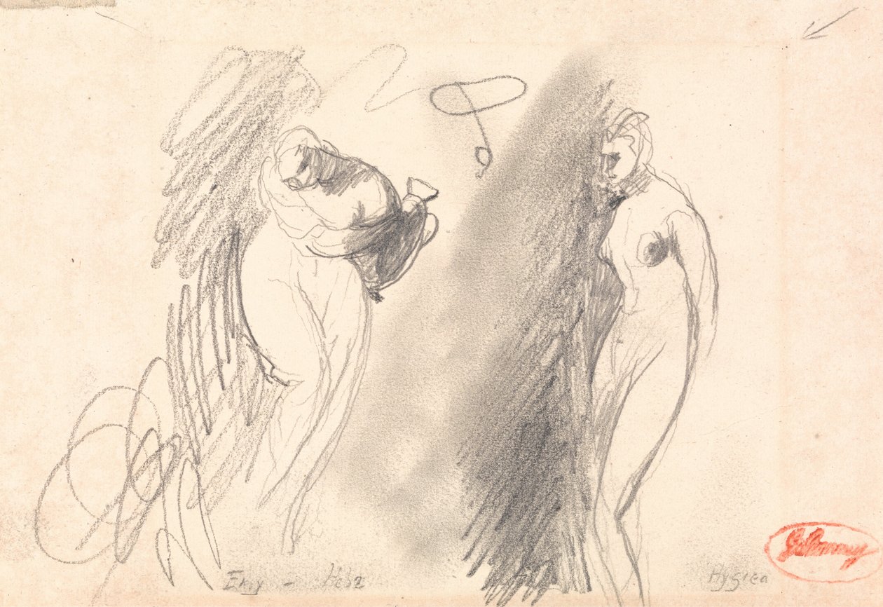 Dois esboços de uma mulher nua de George Romney