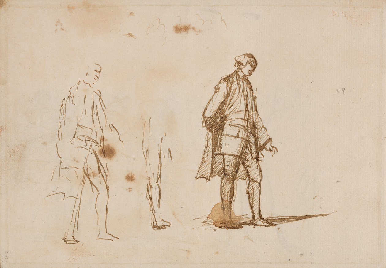Dois estudos de uma figura masculina de George Romney