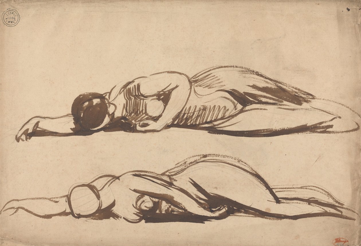 Dois Estudos de uma Mulher Ajoelhada, possivelmente Santa Cecília de George Romney