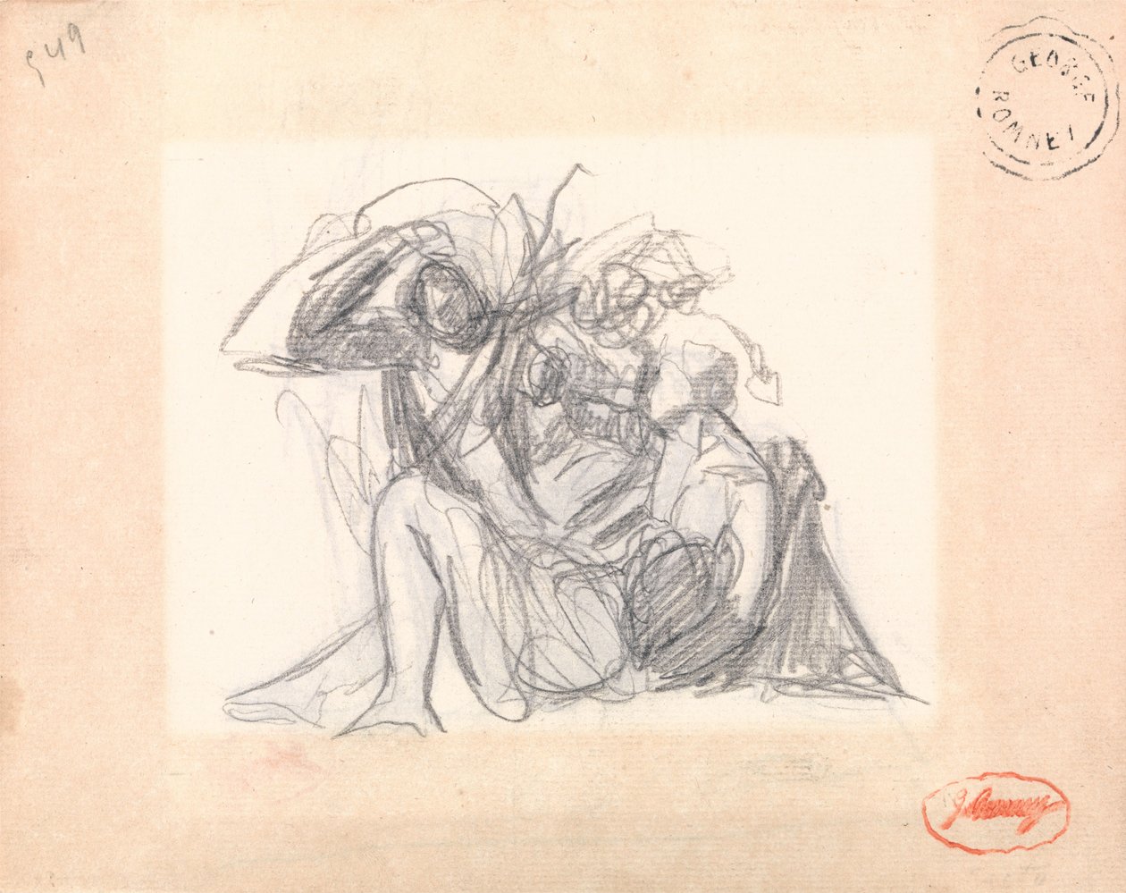 Obra sem título: Mulher Reclinada e Outras Figuras de George Romney