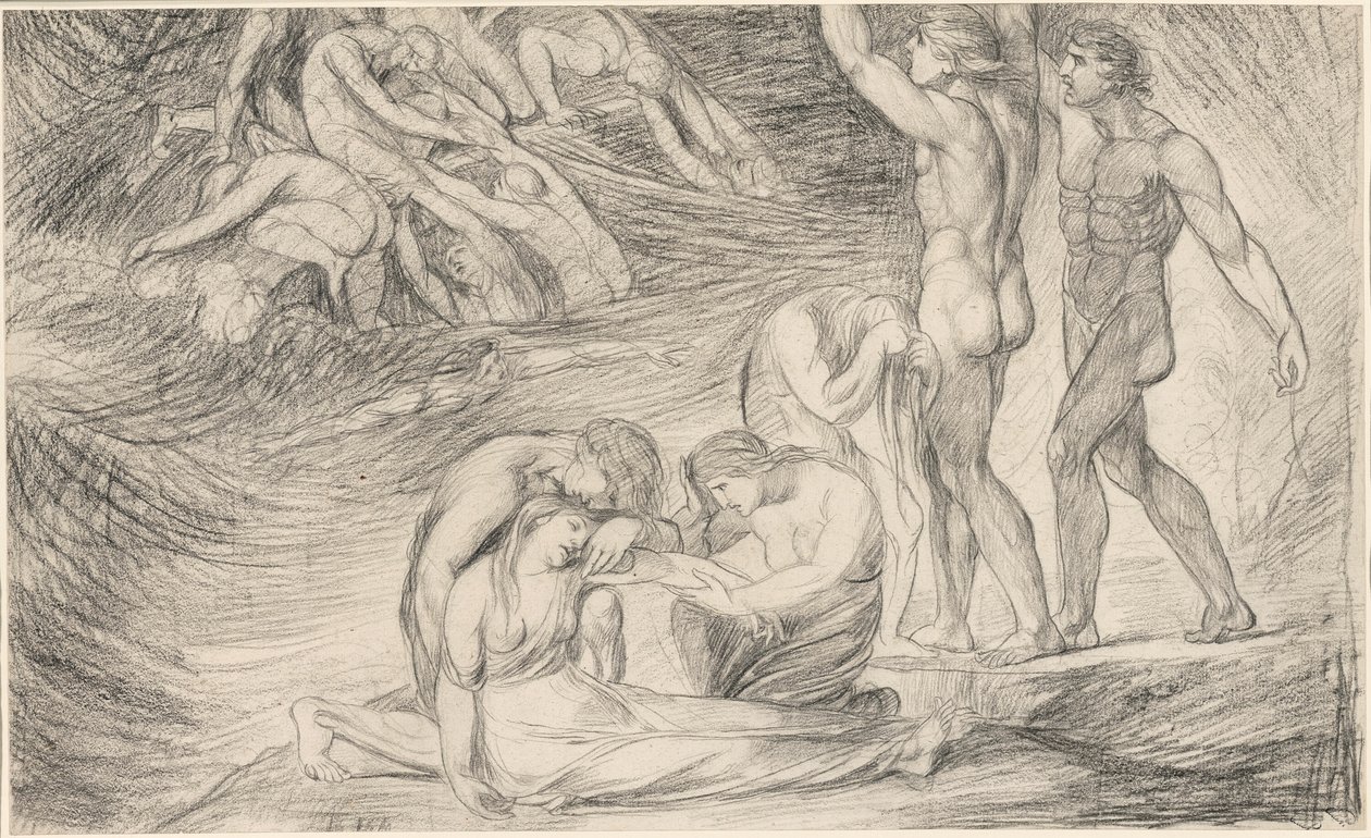 Viola sobrevivendo ao naufrágio na costa da Ilíria, de “Twelfth Night” de George Romney