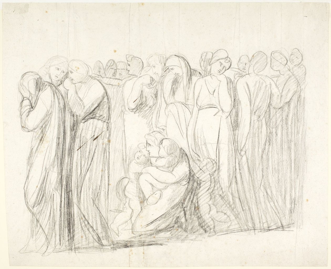 Mulheres e crianças a chorar: esboço para «A Acusação de Susana»; Verso: estudos de figuras de George Romney
