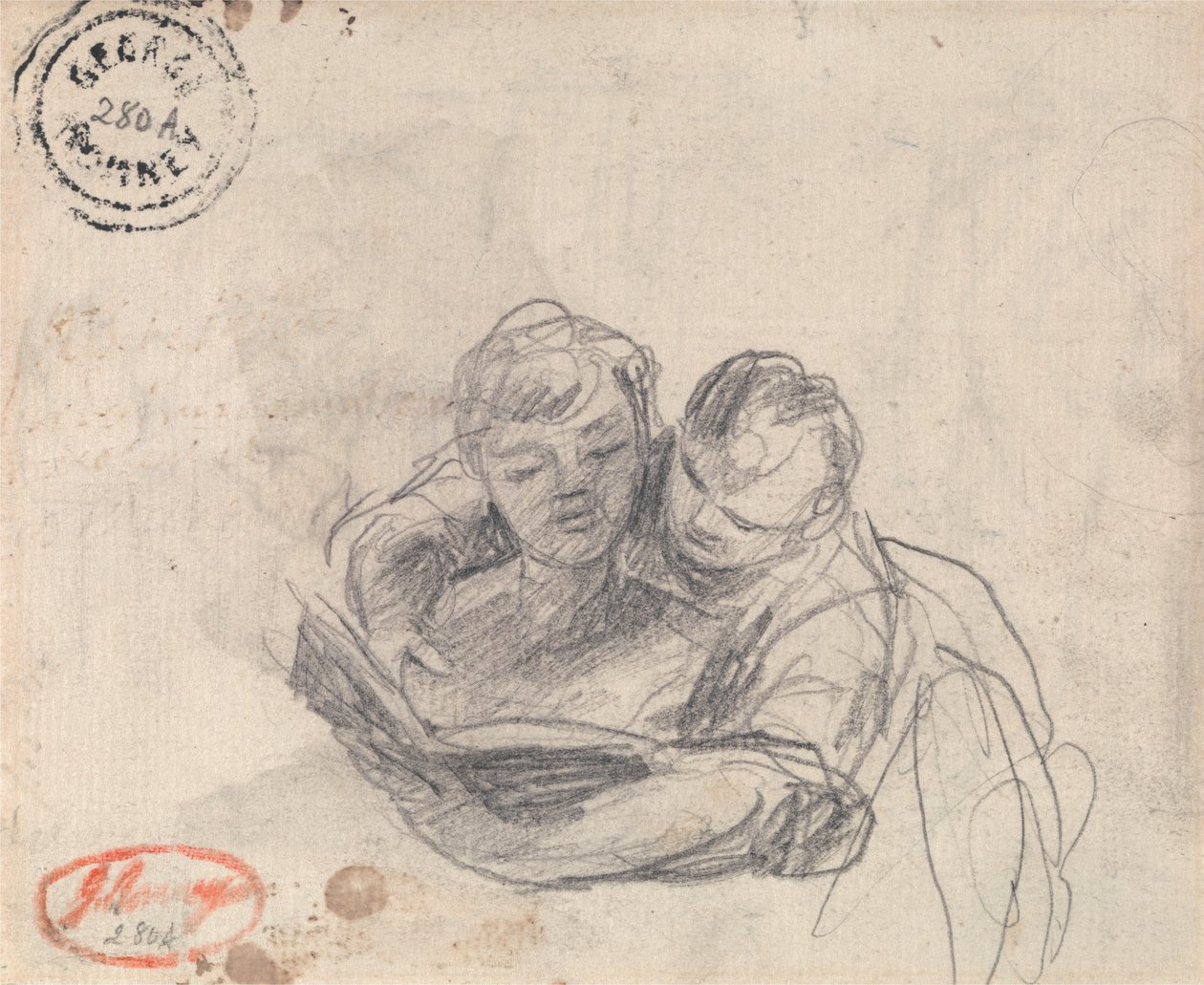 Mulher a ensinar uma criança a ler de George Romney