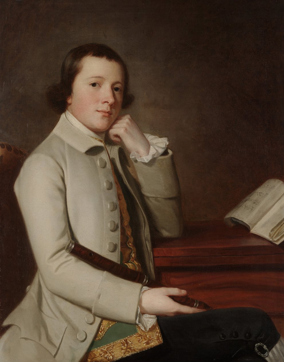 Jovem com uma flauta, final dos anos 1760 (óleo sobre tela) de George Romney