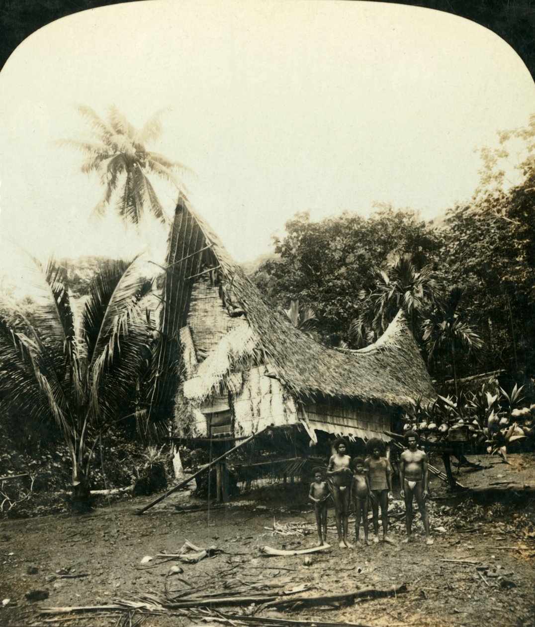 Uma cabana nativa, Sariba, Nova Guiné britânica, c1909. de George Rose