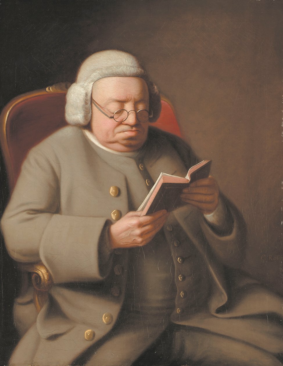 Retrato de Isaac Brodeau, lendo um livro, século XVIII de George Roth