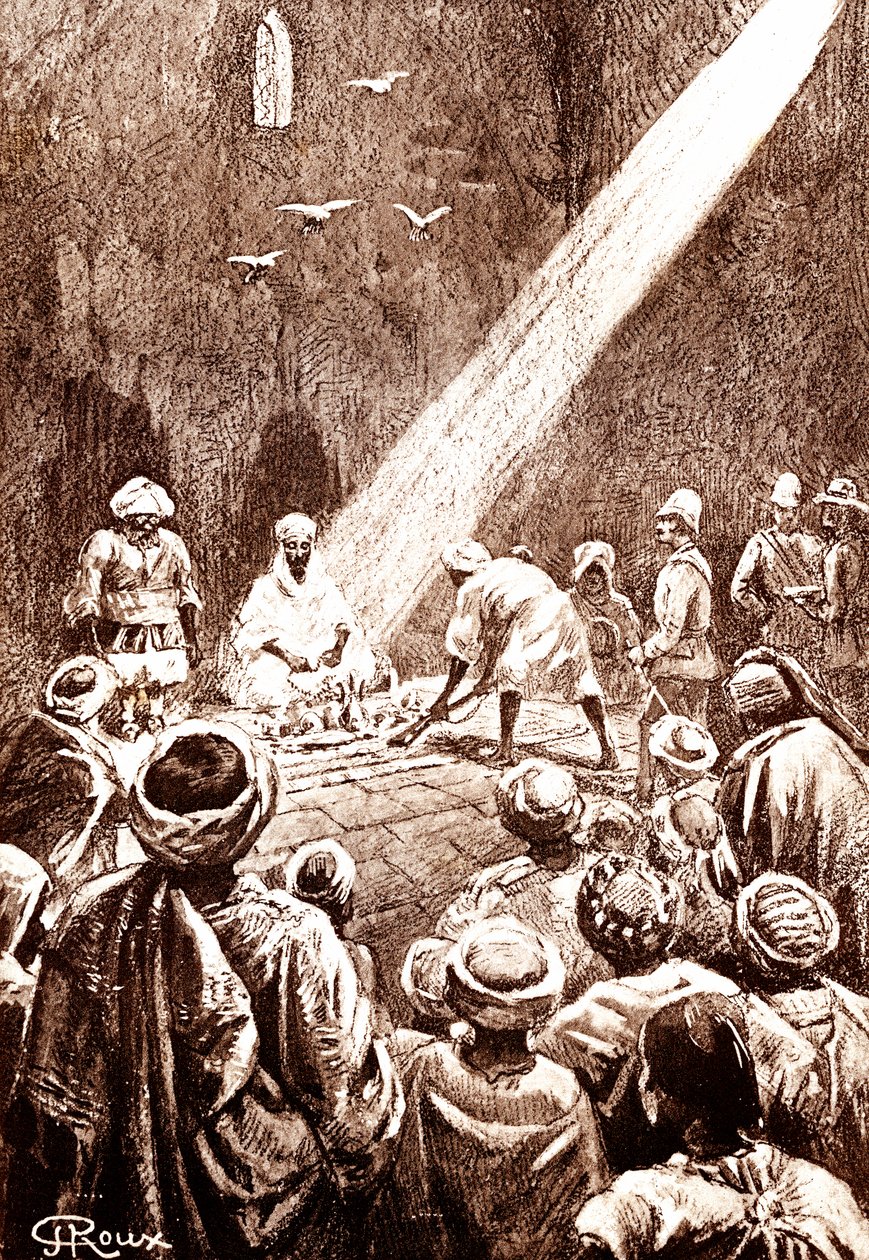 Deserto da Núbia. Tribo do Norte do Sudão. 1888 (gravura) de George Roux
