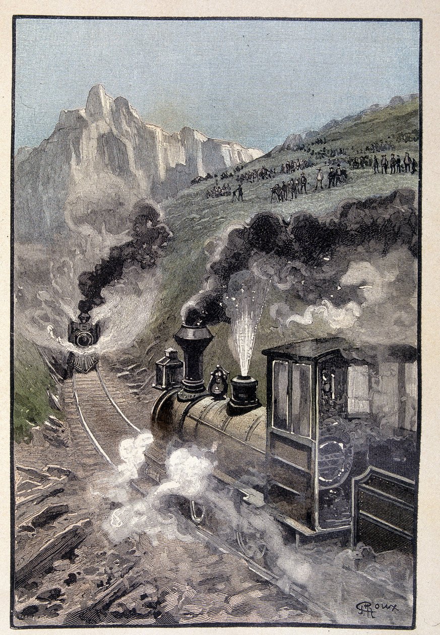 Pessoa na locomotiva (página 435) em "Testamento de um excêntrico" por Jules Verne de George Roux