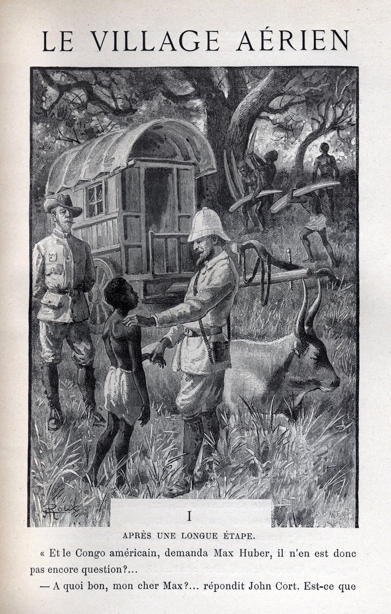 ilustração em" le village aerien" de Jules Verne de George Roux