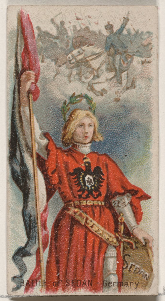 Batalha de Sedan, Alemanha, da série Holidays N80 para cigarros da marca Duke, 1890., 1890. de George S. Harris and Sons