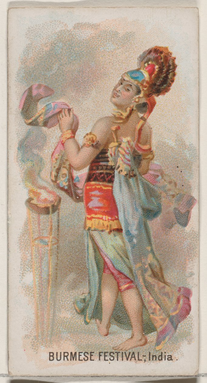 Burmese Festival, Índia, da série Holidays N80 para cigarros da marca Duke, 1890., 1890. de George S. Harris and Sons