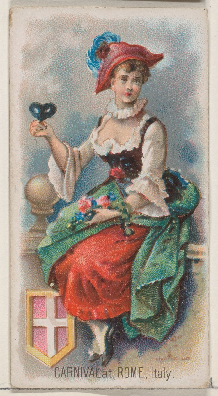 Carnaval em Roma, Itália, da série Holidays N80 para cigarros da marca Duke, 1890., 1890. de George S. Harris and Sons