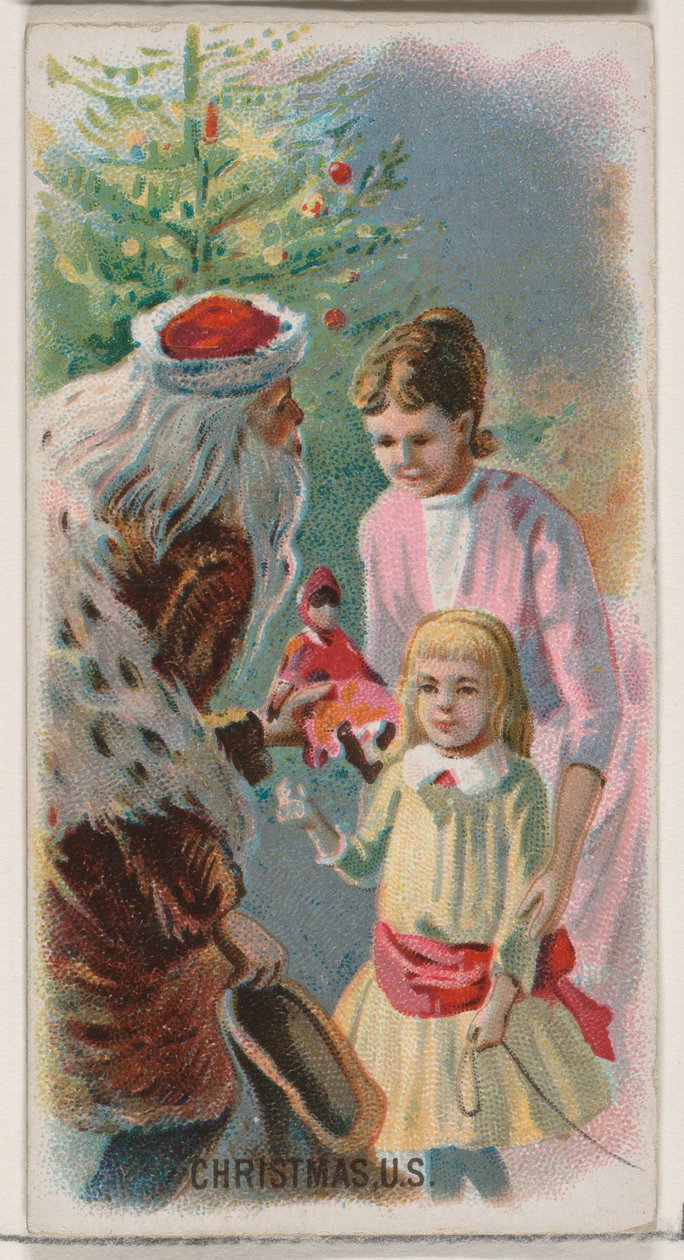 Natal, Estados Unidos, da série Holidays N80 para cigarros da marca Duke, 1890., 1890. de George S. Harris and Sons