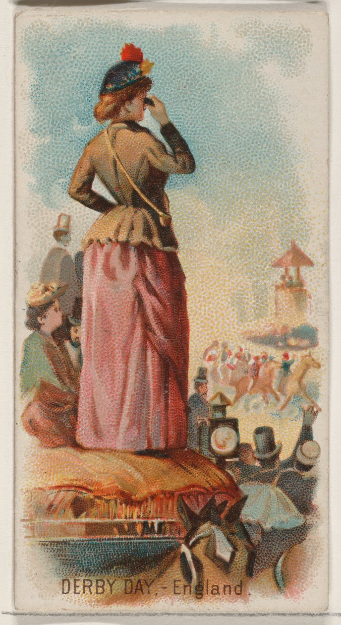 Derby Day, Inglaterra, da série Holidays N80 para cigarros da marca Duke, 1890., 1890. de George S. Harris and Sons