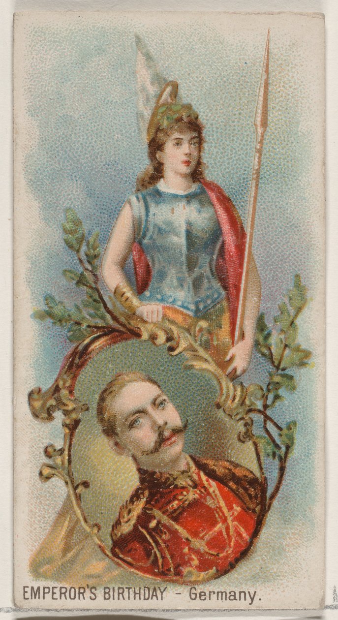 Aniversário do Imperador, Alemanha, da série Holidays N80 para cigarros da marca Duke, 1890., 1890. de George S. Harris and Sons