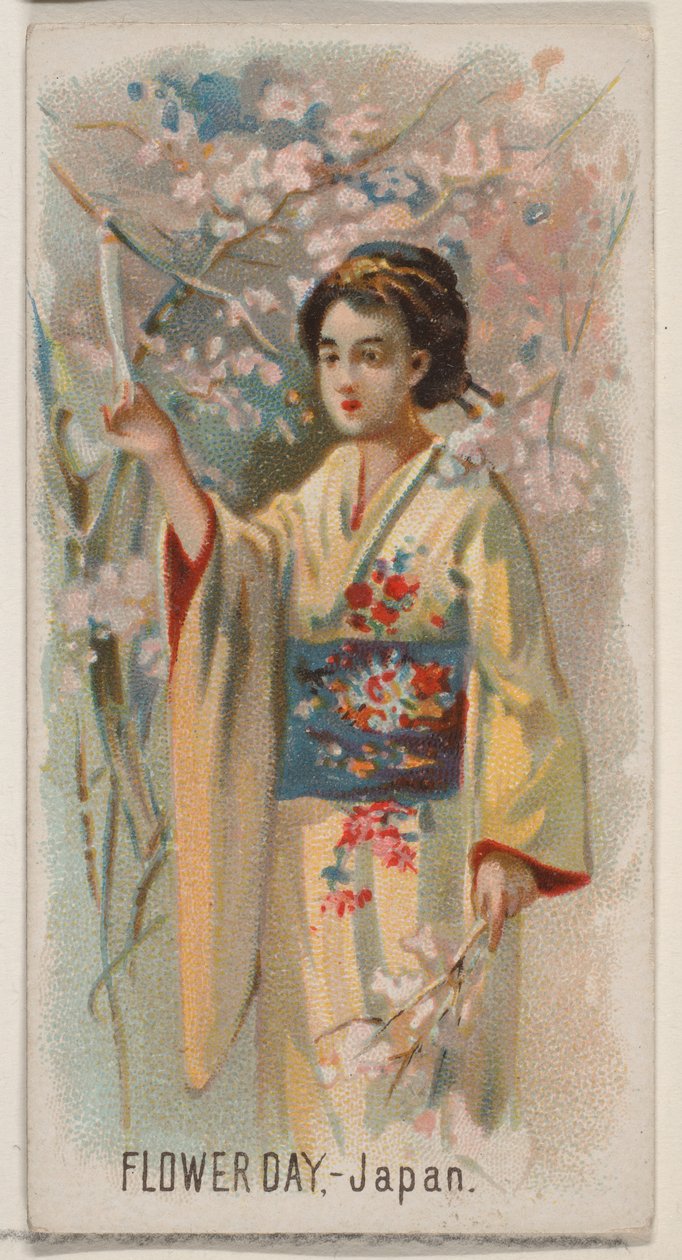 Flower Day, Japão, da série Holidays N80 para cigarros da marca Duke, 1890., 1890. de George S. Harris and Sons