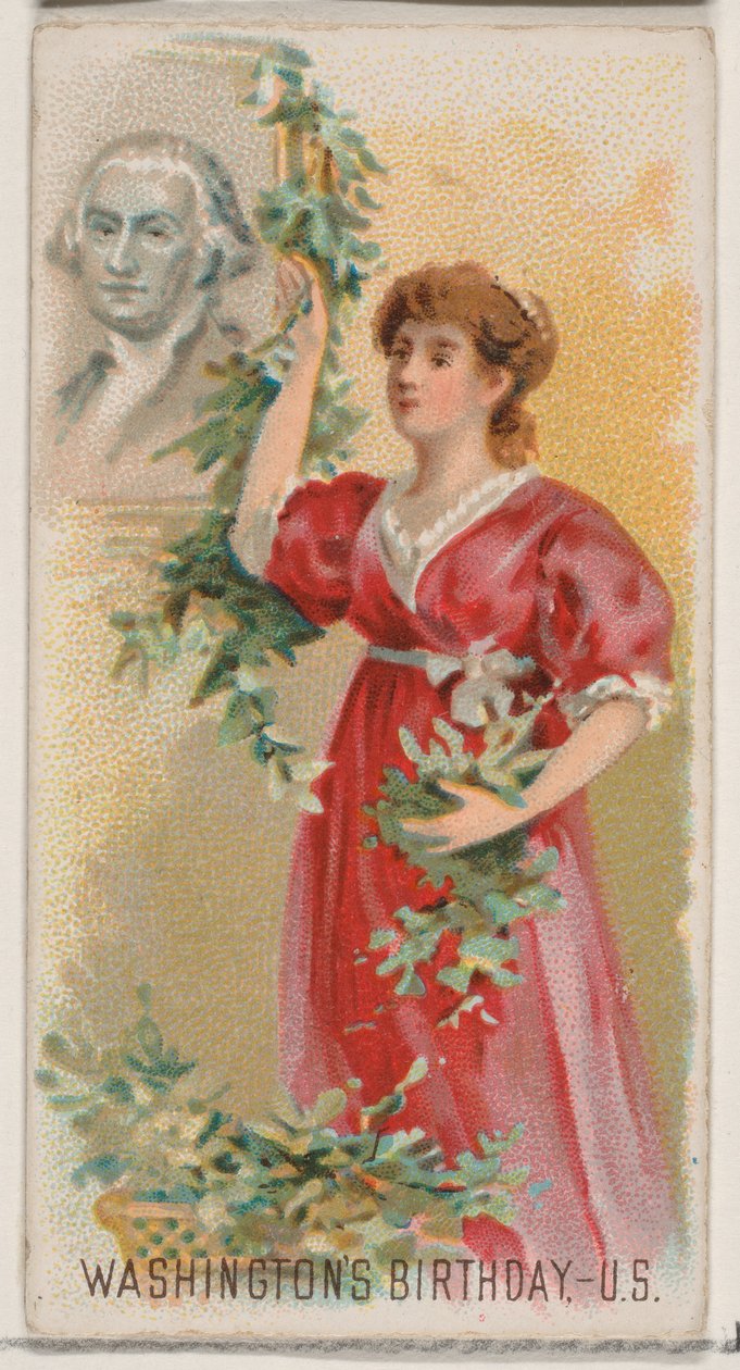 Aniversário de George Washington, Estados Unidos, da série Holidays N80 para a marca Duke..., 1890. de George S. Harris and Sons