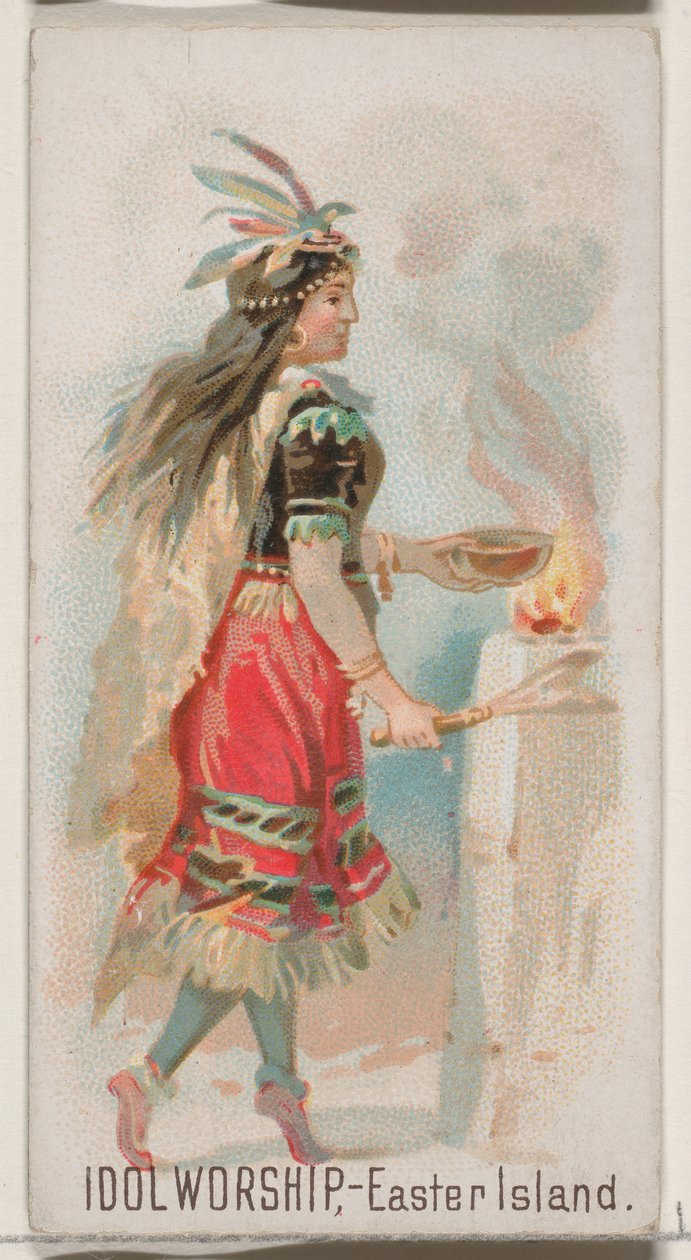 Idol Worship, Ilha de Páscoa, da série Holidays N80 para cigarros da marca Duke, 1890., 1890. de George S. Harris and Sons