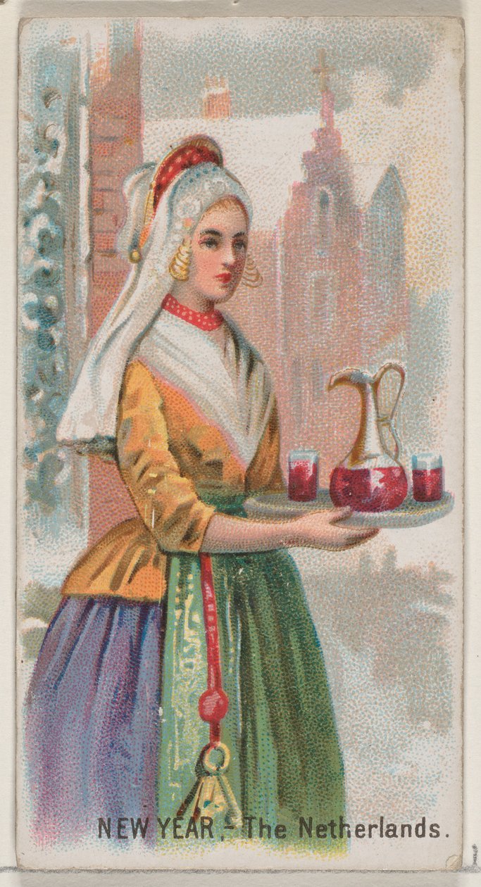 Ano Novo, Holanda, da série Holidays N80 para cigarros da marca Duke, 1890., 1890. de George S. Harris and Sons
