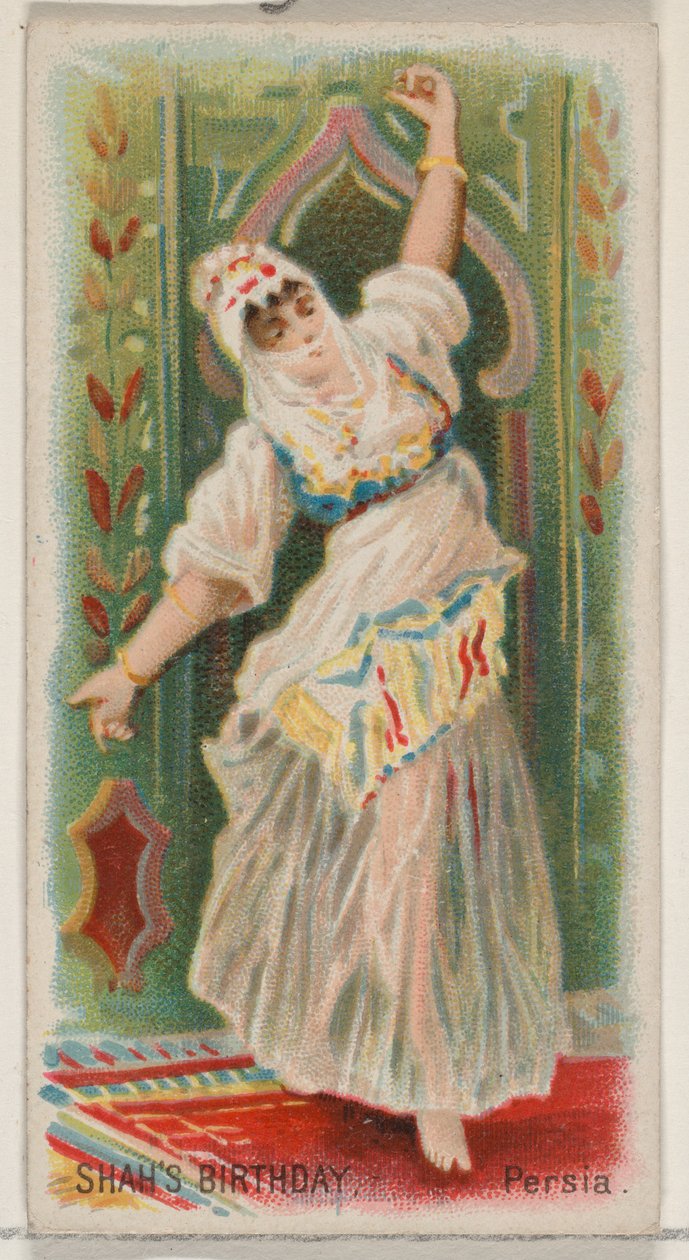 Aniversário de Shah, Persia, da série Holidays N80 para cigarros da marca Duke, 1890., 1890. de George S. Harris and Sons