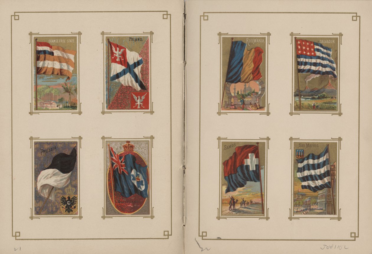 Bandeiras de todas as nações e dos Estados Unidos da América - Páginas 21 e 22 de 1887 de George S. and Sons Harris