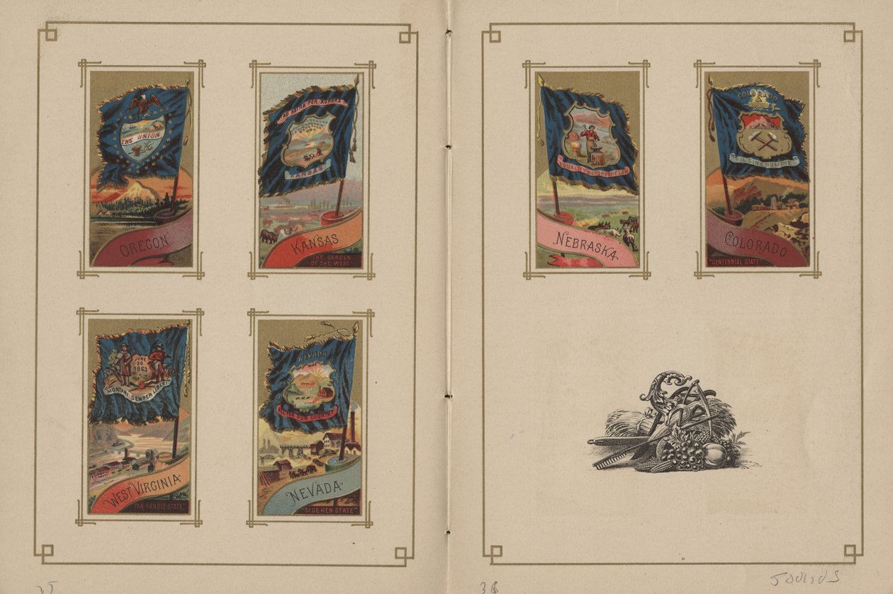 Bandeiras de todas as nações e dos Estados Unidos da América - Páginas 35 e 36, 1887 de George S. and Sons Harris