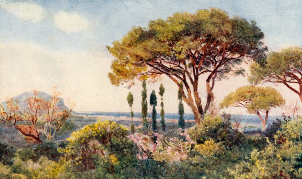 "Entre a montanha e o mar" (litografia a cores) de George Samuel Elgood