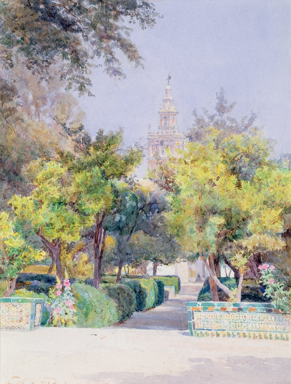No jardim do Alcazar, Sevilha, 1893 de George Samuel Elgood