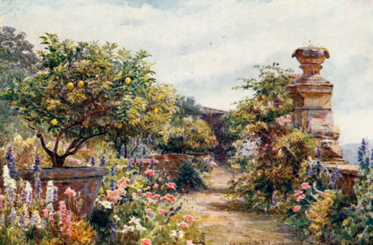 O nosso jardim toscano (litografia a cores) de George Samuel Elgood