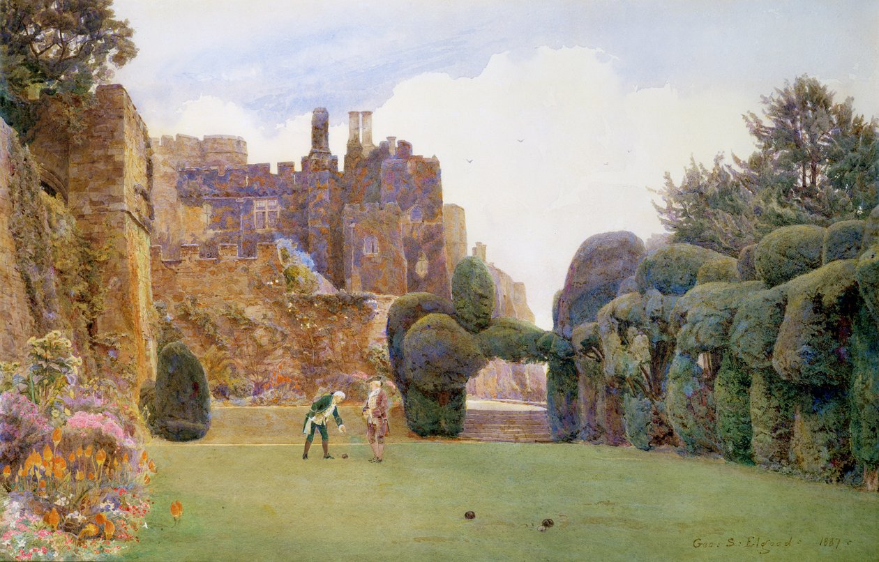 O Bowling Green, Castelo de Berkeley, Gloucestershire de George Samuel Elgood