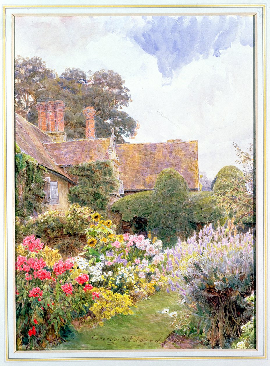 Os jardins da casa senhorial, Cleeve Prior, Worcestershire de George Samuel Elgood