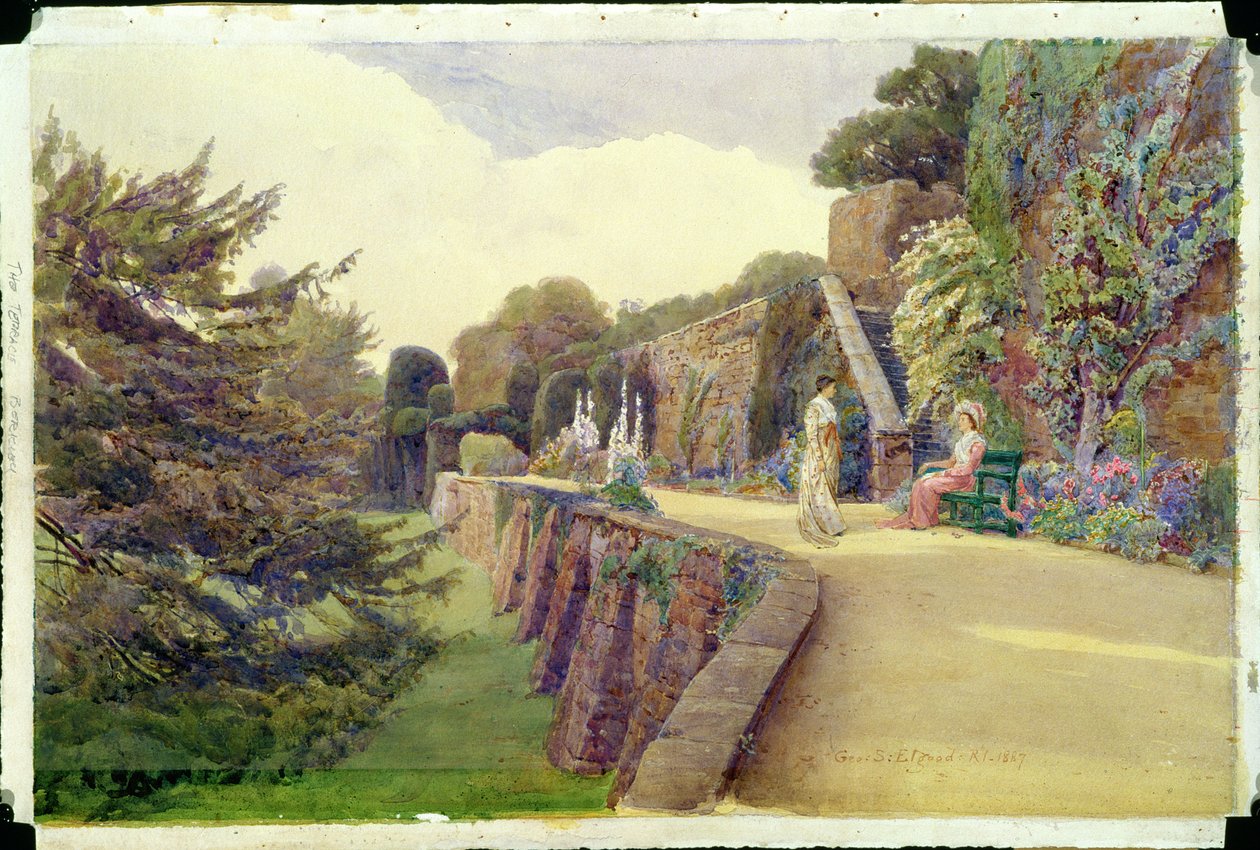 O terraço no castelo de Berkeley, Gloucestershire, 1887 de George Samuel Elgood