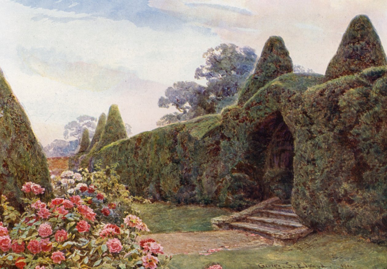Arco de teixo em Brickwall, Sussex (litografia a cores) de George Samuel Elgood
