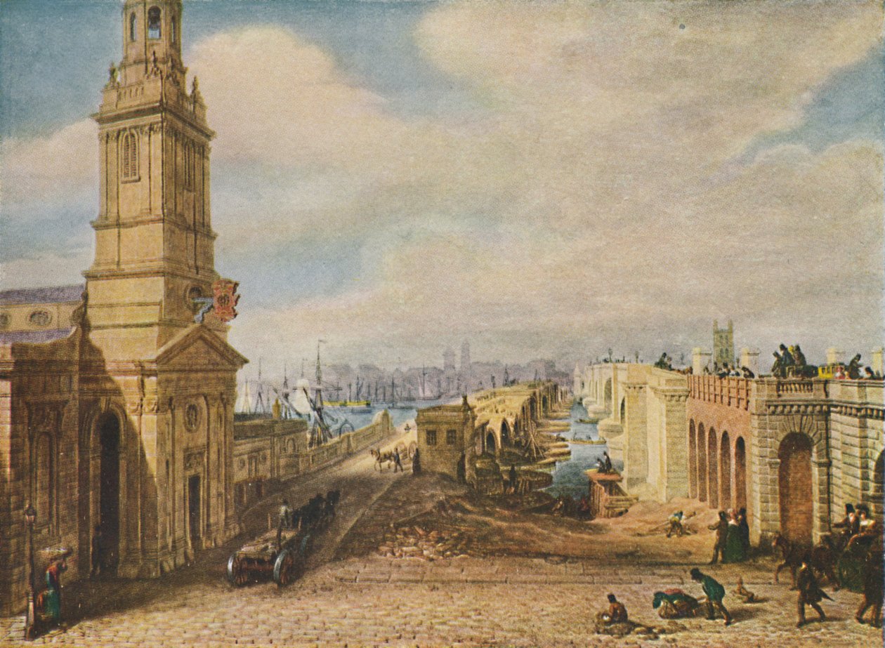 Pontes de Londres antigas e novas, 1831, 1920 de George Scharf
