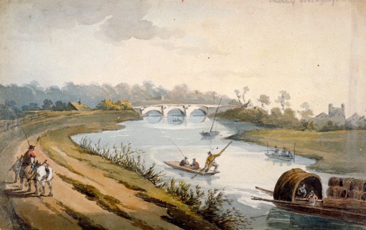 Rio Tamisa perto de Chertsey, Surrey, c1820 de George Shepheard