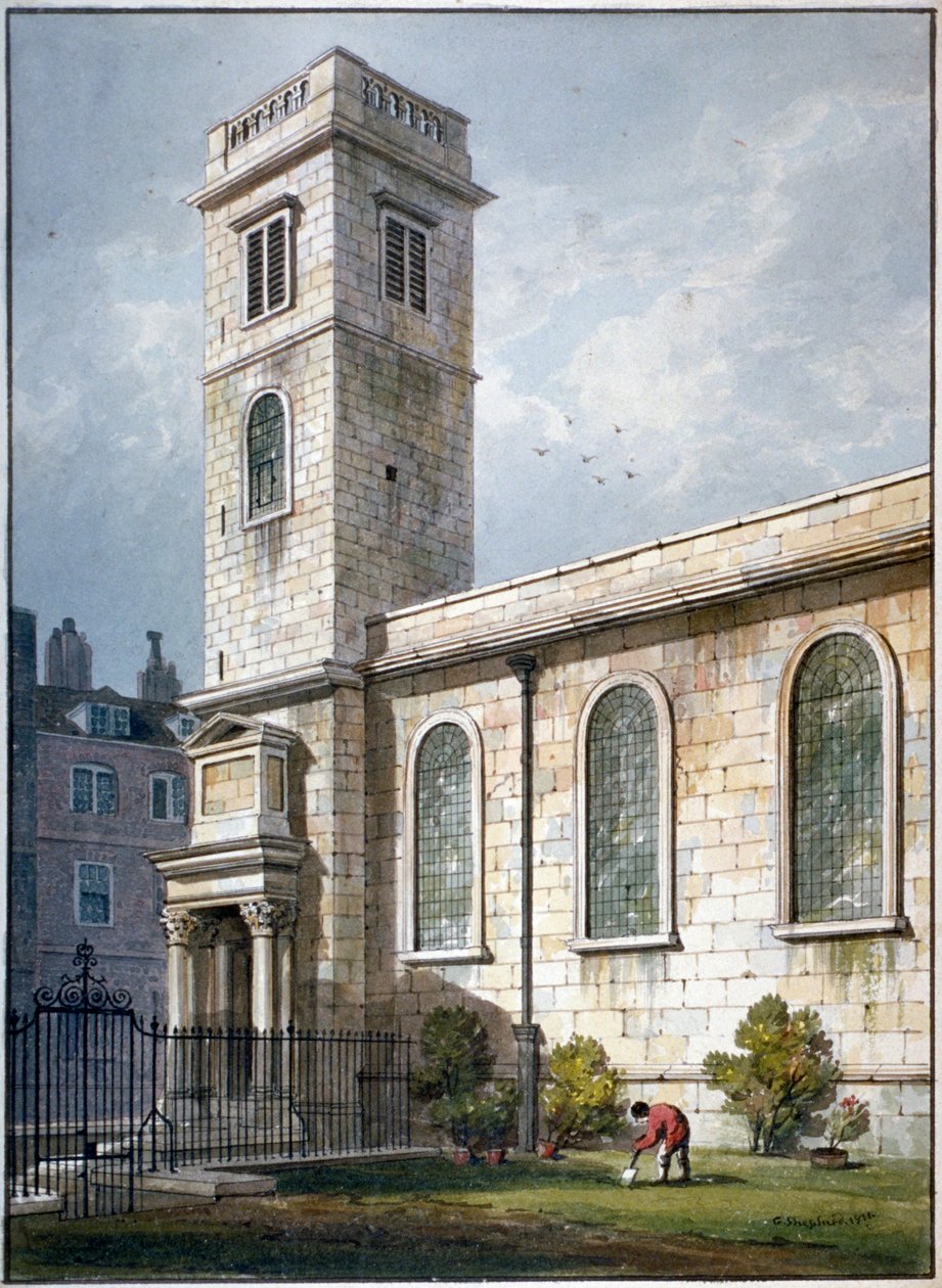 All Hallows Church, Lombard Street, Londres, 1811 de George Shepherd