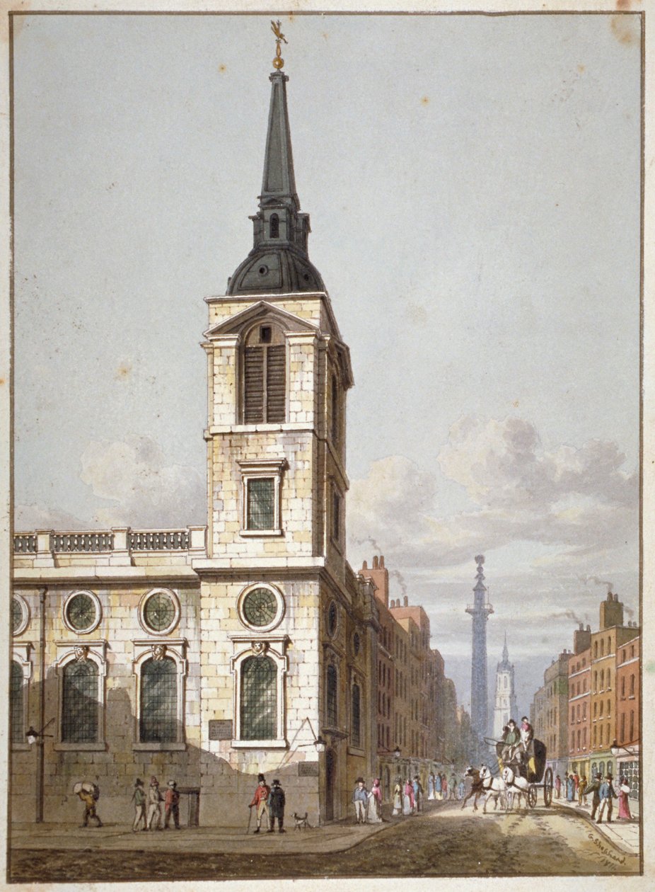 Igreja de St Benet Gracechurch e Gracechurch Street, Cidade de Londres, 1811 de George Shepherd