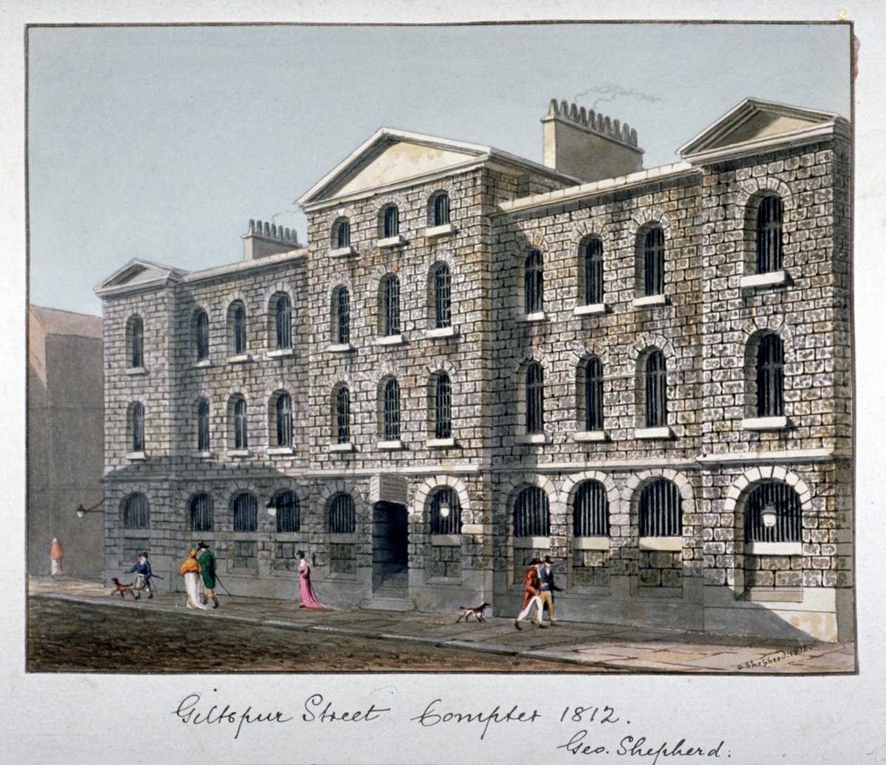Giltspur Street Compter, Cidade de Londres, 1812. de George Shepherd