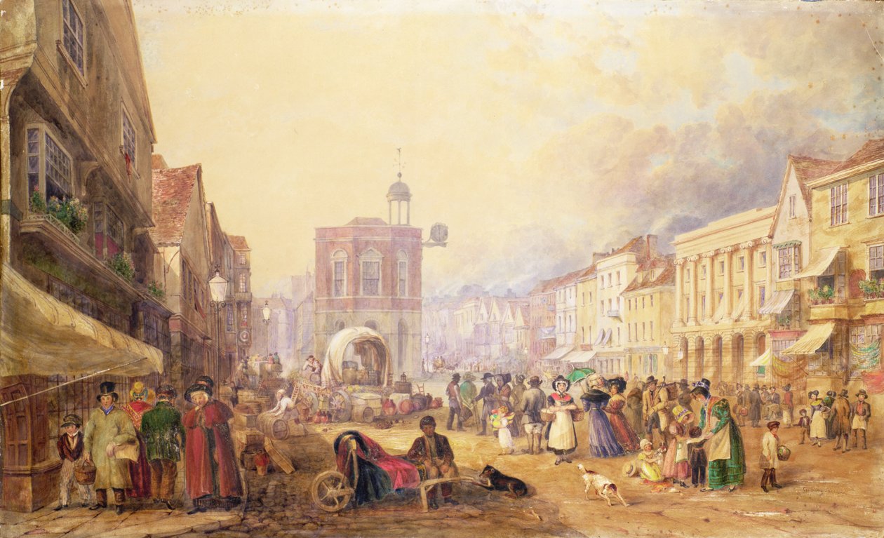 Maidstone High Street da colina de Gabriel, 1829 de George Shepherd