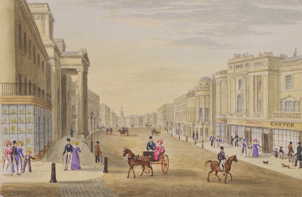 Regent Street, olhando para o norte da Hanover Street, c.1830 de George Shepherd