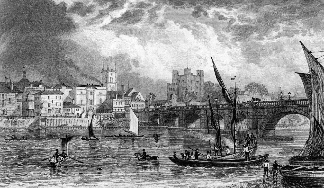 Ponte de Rochester, gravada por H. Adlard, c.1830 de George Shepherd
