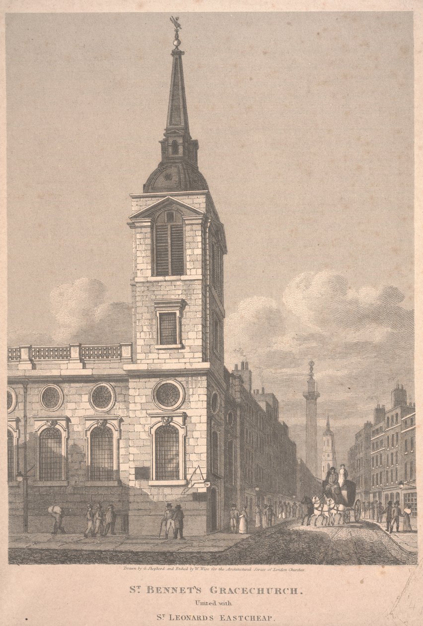 Igreja de São Bennet, gravada por William Wise de George Shepherd
