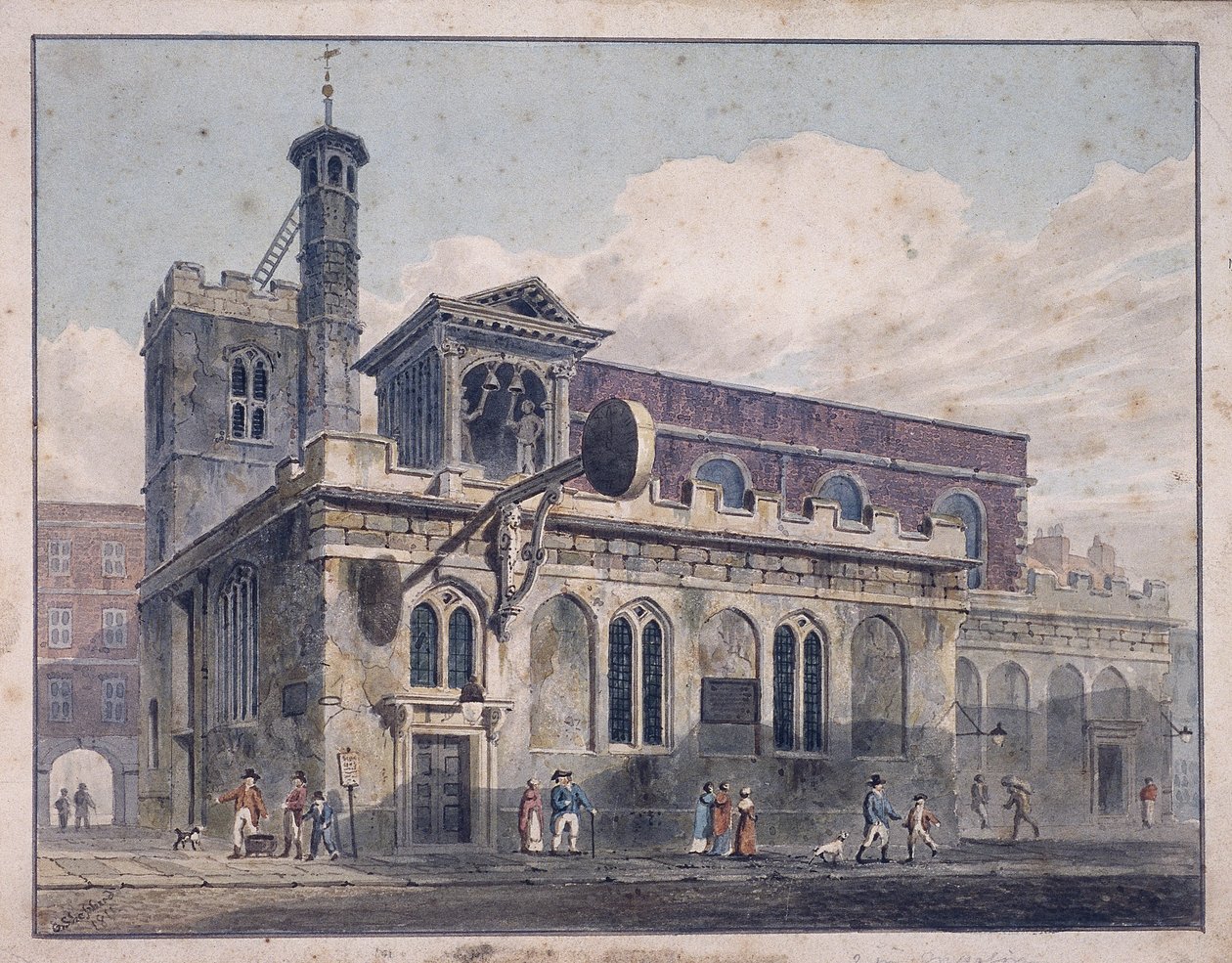 St Dunstan no oeste, Londres, 1811 de George Shepherd