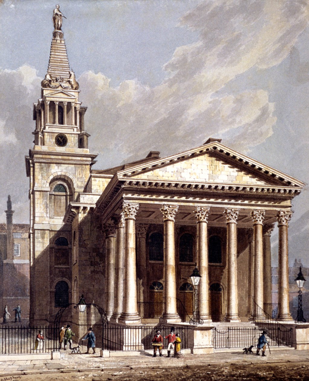 São Jorge, Bloomsbury, Holborn, Londres, 1811 de George Shepherd