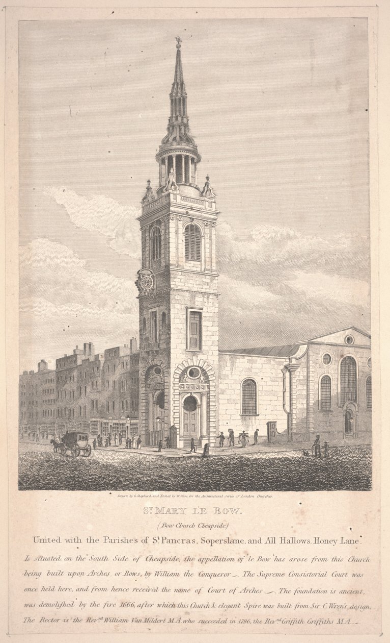 St. Mary Le Bow, gravada por William Wise de George Shepherd
