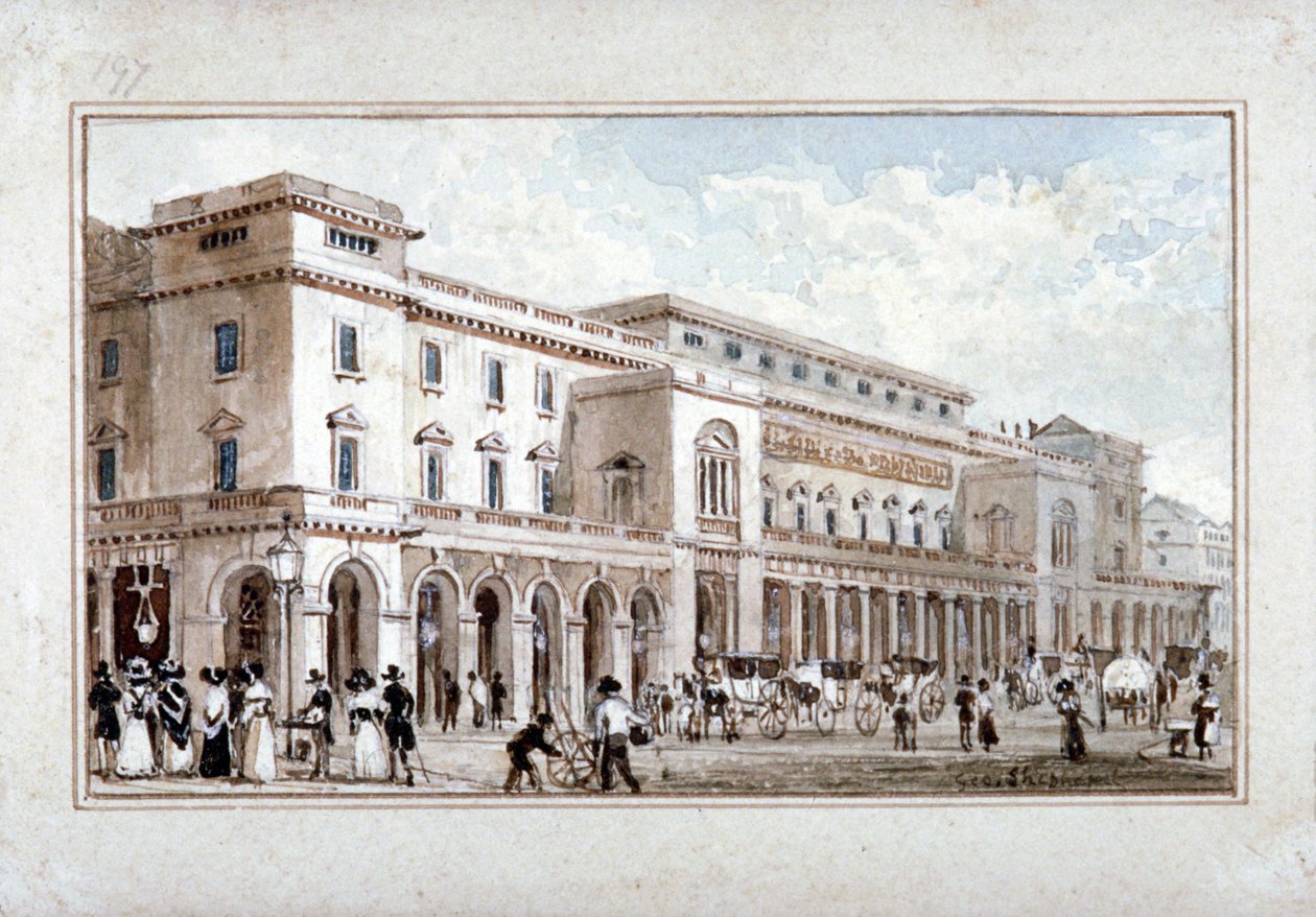 Teatro do Rei, Haymarket, Westminster, Londres, 1828 de George Shepherd