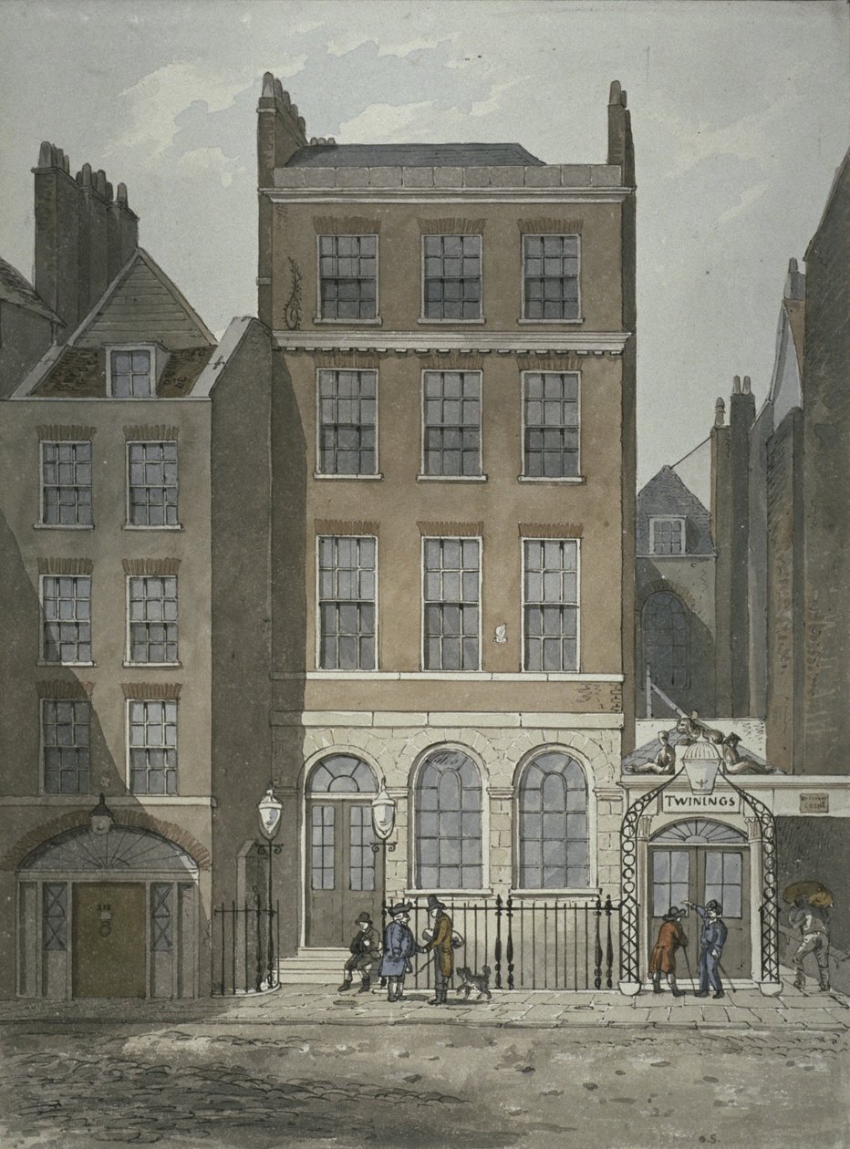 Vista, de, Snow&39;s, operação bancária, casa, e, Twining&39;s, chá, mercadores, costa, westminster, c.1810 de George Shepherd