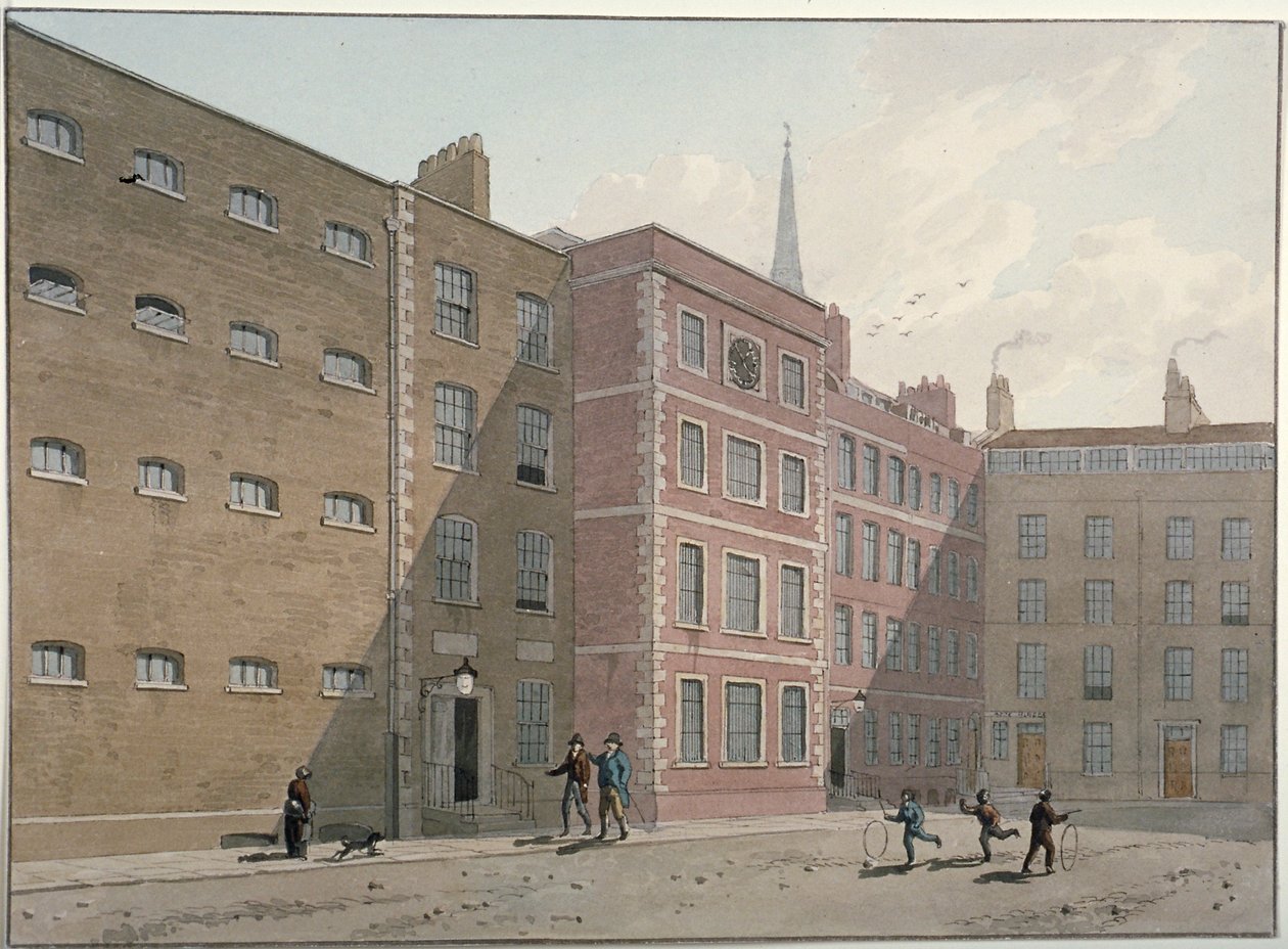 Vista do quadrilátero em Bridewell, City of London, 1810 de George Shepherd