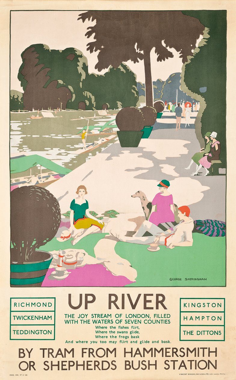 "Up River", um pôster do Transporte de Londres, 1926 de George Sheringham