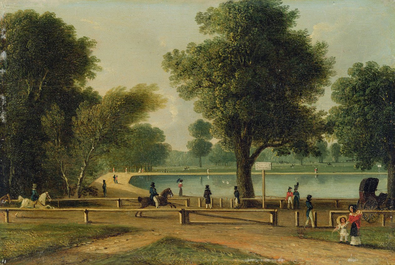 The Serpentine, Hyde Park (óleo no painel) de George Sidney (attr. to) Shepherd